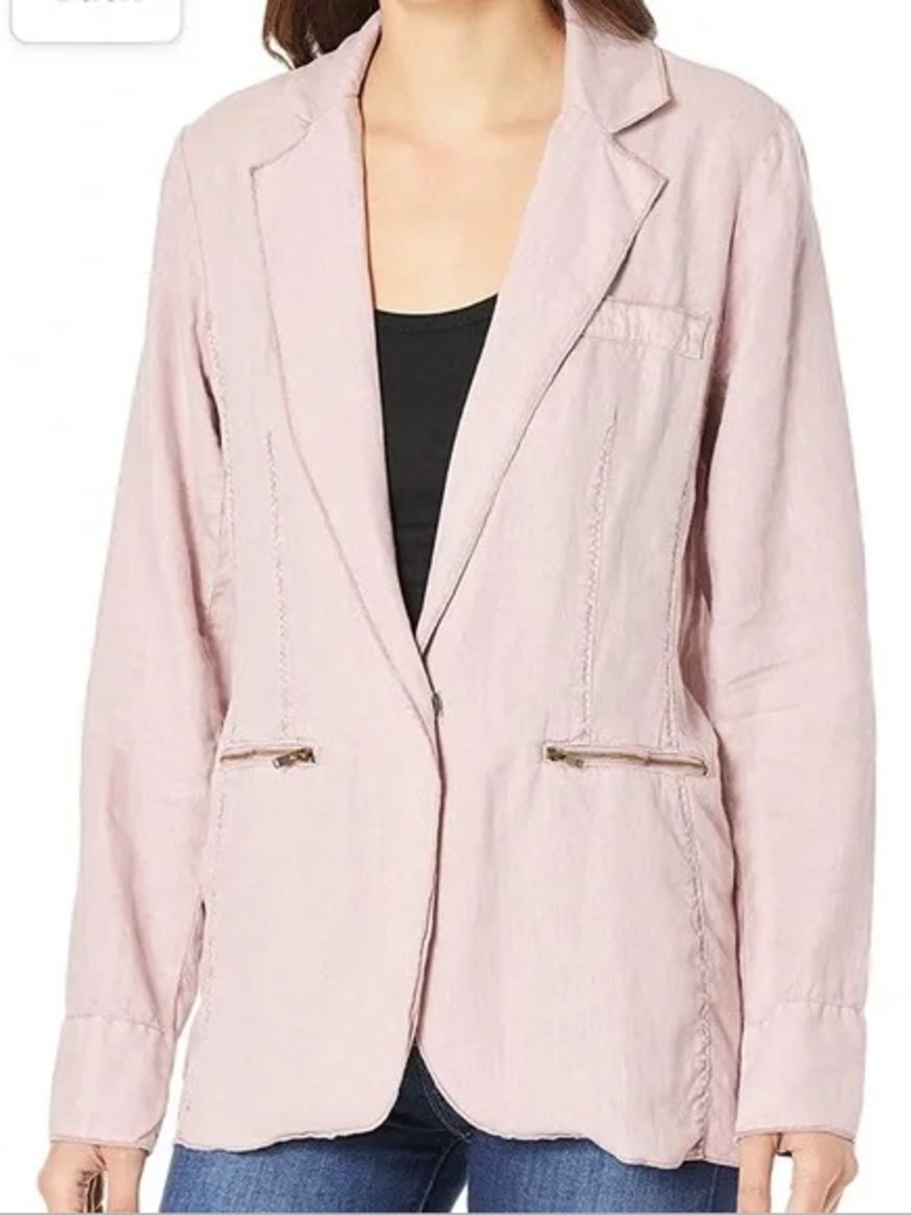Michael Stars Linen Tickle Tailored Blazer Deconstructed Pink Jacket 1-Button S